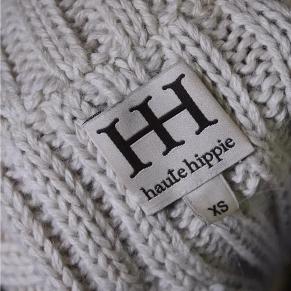 Haute Hippie 100% Superfine Alpaca Knit Sweater Coat Duster Granny Square XS - Picture 5 of 12